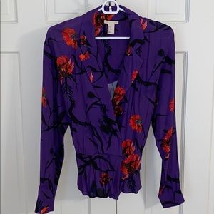 Beautiful Purple and Red Wrap Blouse